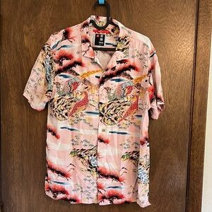 Roark Pink Dragon Print Casual Shirt